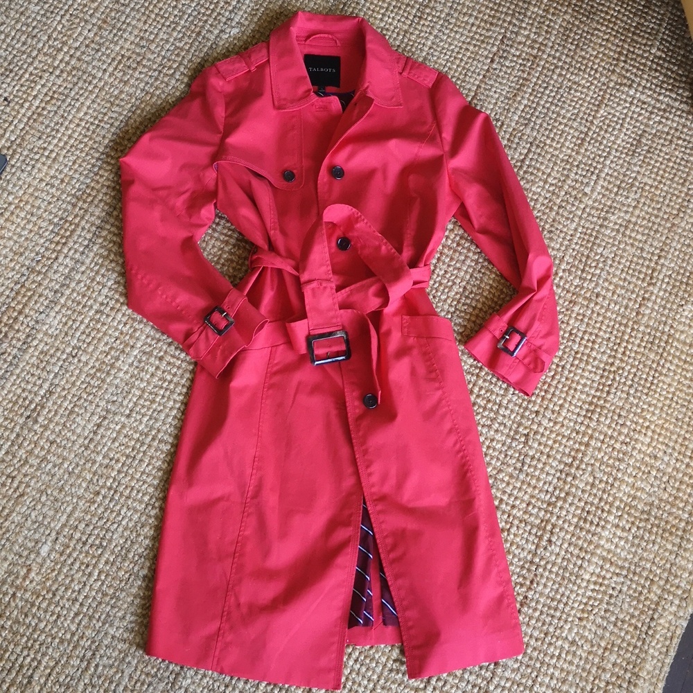 Talbots red trench coat
